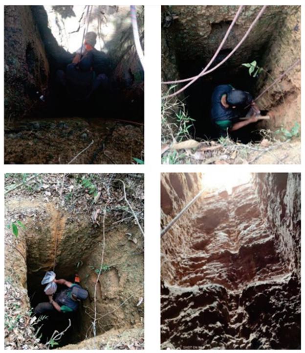 A collage of a person in a hole
Description automatically generated