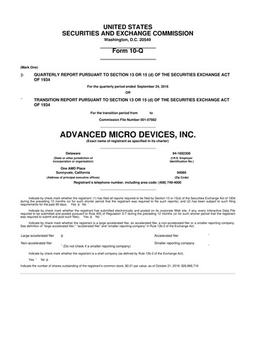 Miniature AMD 10-Q Rapport trimestriel 2016 