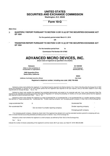 Miniature AMD 10-Q Rapport trimestriel 2018 