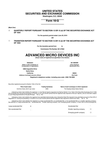 Miniature AMD 10-Q Rapport trimestriel 2019 