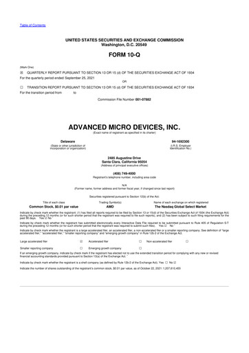 Miniature AMD 10-Q Rapport trimestriel 2021 