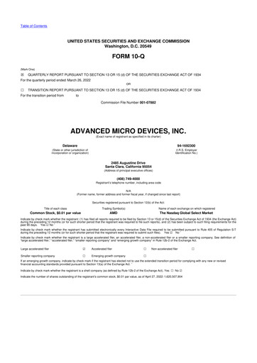 Miniature AMD 10-Q Rapport trimestriel 2022 