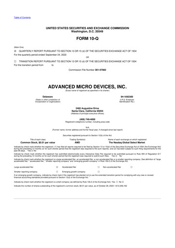 Miniature AMD 10-Q Rapport trimestriel  