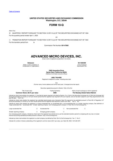 Miniature AMD 10-Q Rapport trimestriel 2023 