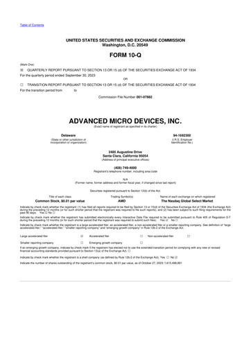 Miniature AMD 10-Q Rapport trimestriel 2023 