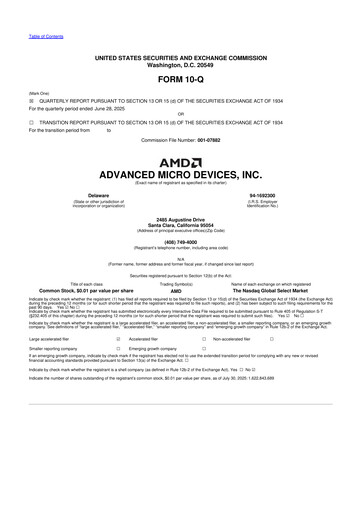 Miniature AMD 10-Q Rapport trimestriel 2025 