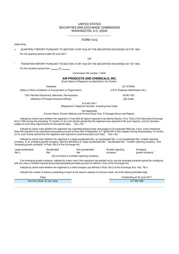 Thumbnail Air Products and Chemicals 10-Q Quarterly Report FY2017 