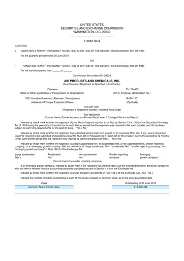 Thumbnail Air Products and Chemicals 10-Q Quarterly Report FY2018 