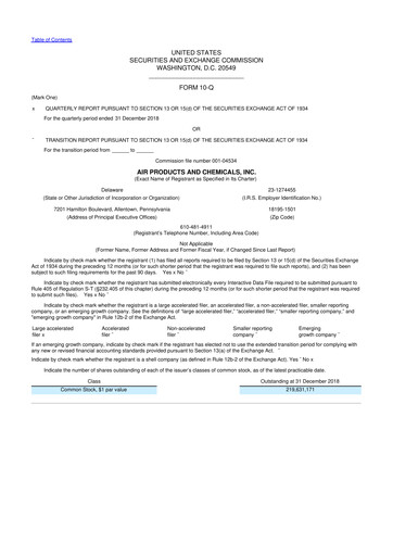 Thumbnail Air Products and Chemicals 10-Q Quarterly Report FY2019 