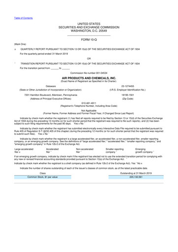 Thumbnail Air Products and Chemicals 10-Q Quarterly Report FY2019 