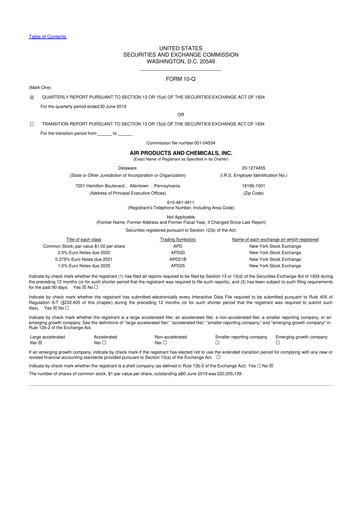 Thumbnail Air Products and Chemicals 10-Q Quarterly Report FY2019 