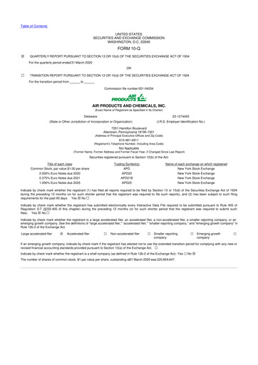 Thumbnail Air Products and Chemicals 10-Q Quarterly Report FY2020 