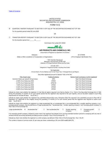 Thumbnail Air Products and Chemicals 10-Q Quarterly Report FY2020 