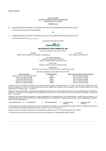 Thumbnail Air Products and Chemicals 10-Q Quarterly Report FY2021 