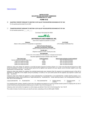 Thumbnail Air Products and Chemicals 10-Q Quarterly Report FY2022 