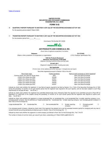 Thumbnail Air Products and Chemicals 10-Q Quarterly Report FY2025 
