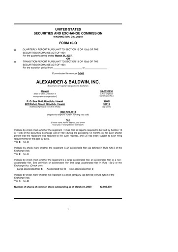 Thumbnail Matson 10-Q Quarterly Report FY 