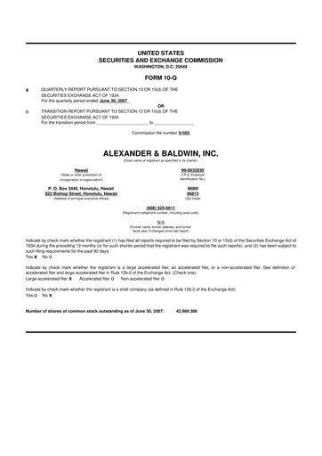 Thumbnail Matson 10-Q Quarterly Report FY 