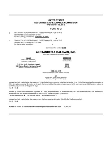 Thumbnail Matson 10-Q Quarterly Report FY 