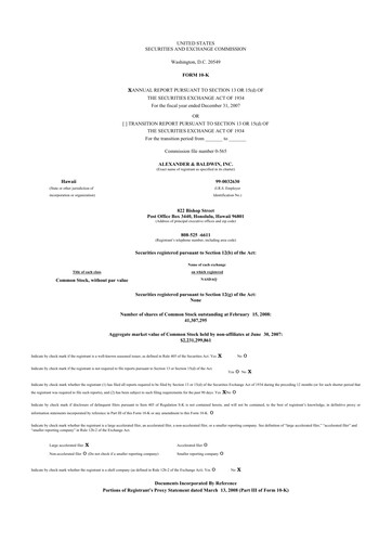 Thumbnail Matson 10-K Annual Report 