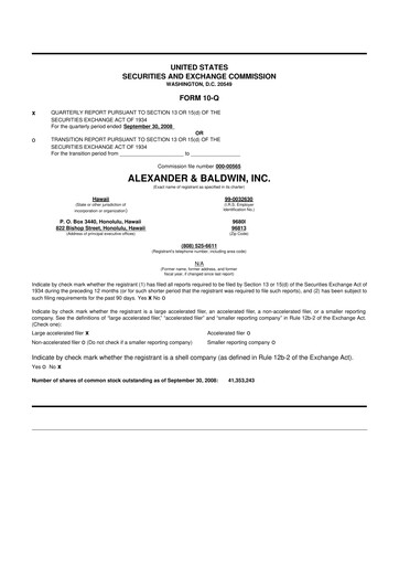 Thumbnail Matson 10-Q Quarterly Report FY 