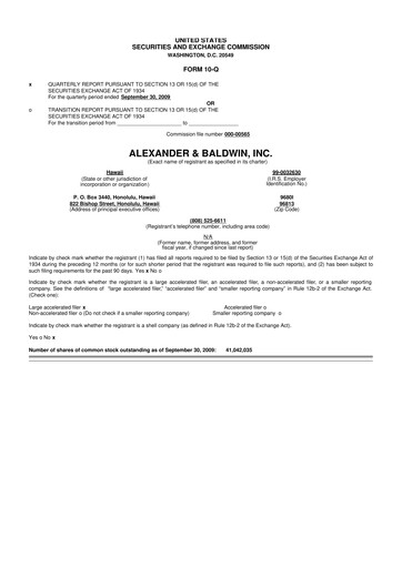 Thumbnail Matson 10-Q Quarterly Report FY 