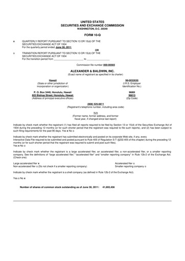 Thumbnail Matson 10-Q Quarterly Report FY2011 