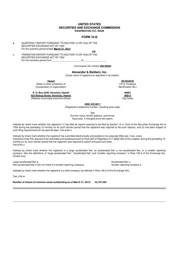 Thumbnail Matson 10-Q Quarterly Report FY2012 