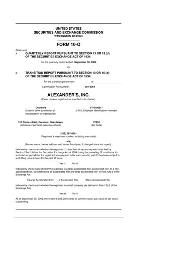 Miniature Alexander's, Inc. 10-Q Rapport trimestriel  