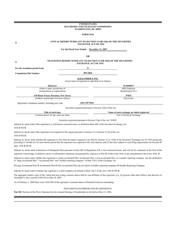 Thumbnail Alexander's, Inc. 10-K Annual Report 