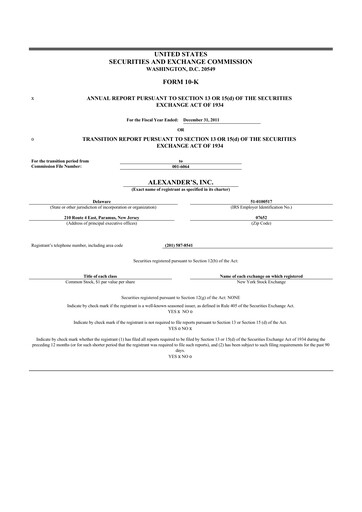 Thumbnail Alexander's, Inc. 10-K Annual Report 2011