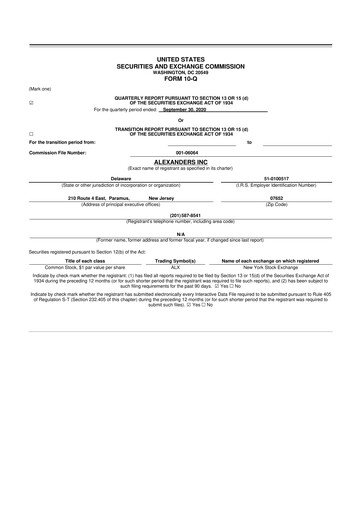 Miniature Alexander's, Inc. 10-Q Rapport trimestriel 2020 