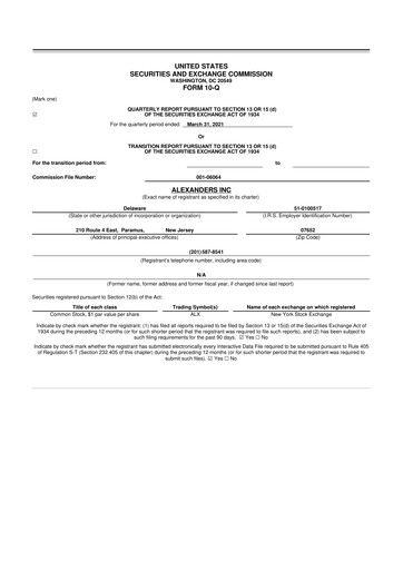 Miniature Alexander's, Inc. 10-Q Rapport trimestriel 2021 