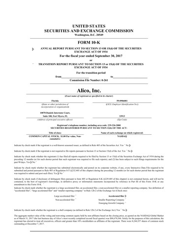 Thumbnail Alico
 10-K Annual Report 2017