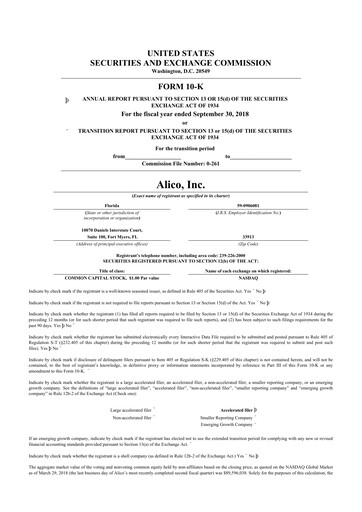 Thumbnail Alico
 10-K Annual Report 2018