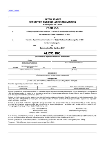 Thumbnail Alico
 10-Q Quarterly Report FY2025 