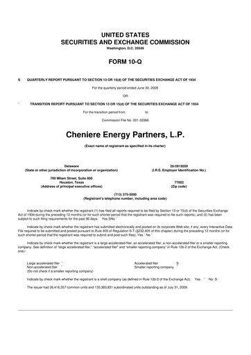 Vorschaubild Cheniere Energy
Partners 10-Q Quartalsbericht  