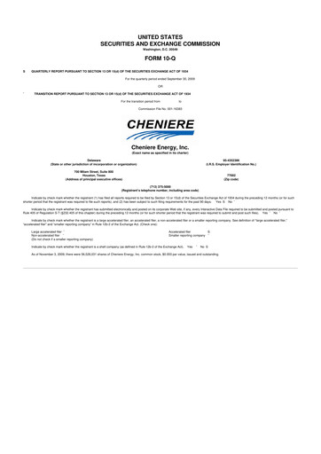 Thumbnail Cheniere Energy
 10-Q Quarterly Report FY 