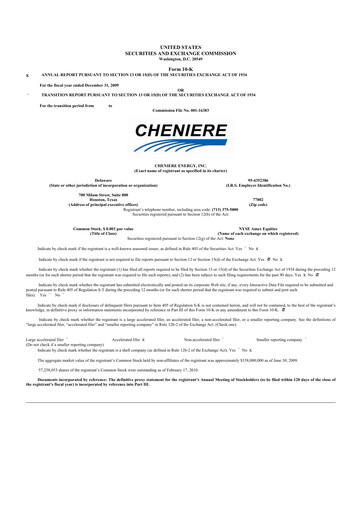 Thumbnail Cheniere Energy
 10-K Annual Report 