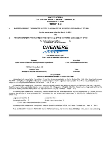 Thumbnail Cheniere Energy
 10-Q Quarterly Report FY 