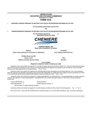 Thumbnail Cheniere Energy
 10-Q Quarterly Report FY2011 