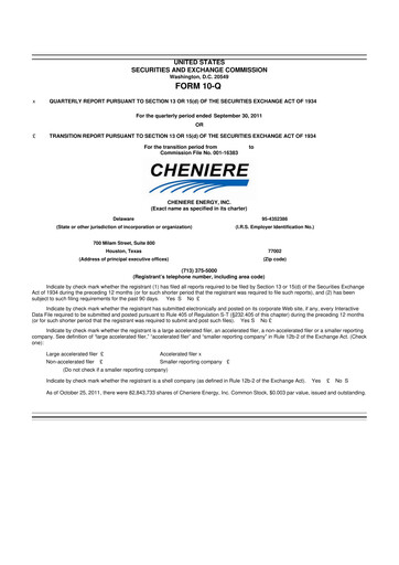 Thumbnail Cheniere Energy
 10-Q Quarterly Report FY2011 