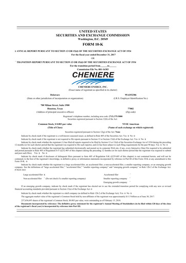 Thumbnail Cheniere Energy
 10-K Annual Report 2017