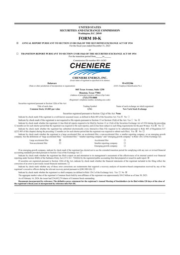 Thumbnail Cheniere Energy
 10-K Annual Report 2023