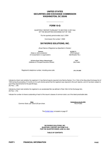 Vorschaubild Skyworks Solutions
 10-Q Quartalsbericht  