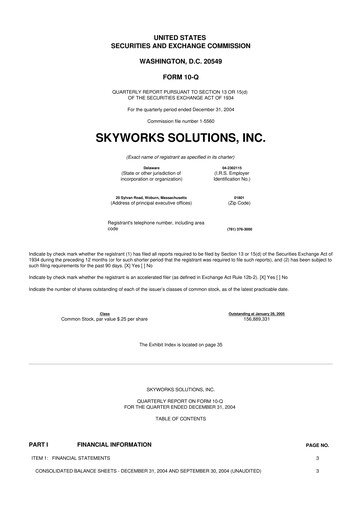 Vorschaubild Skyworks Solutions
 10-Q Quartalsbericht  