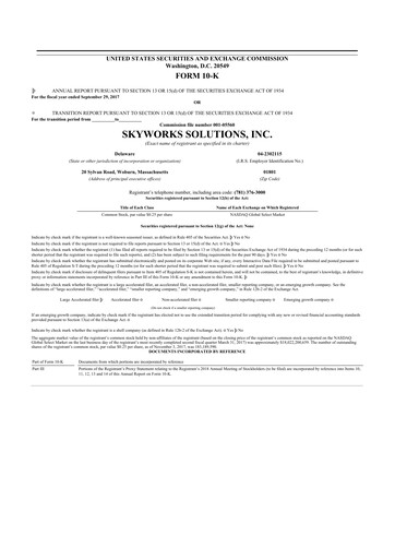 Thumbnail Skyworks Solutions
 10-K Annual Report 2017