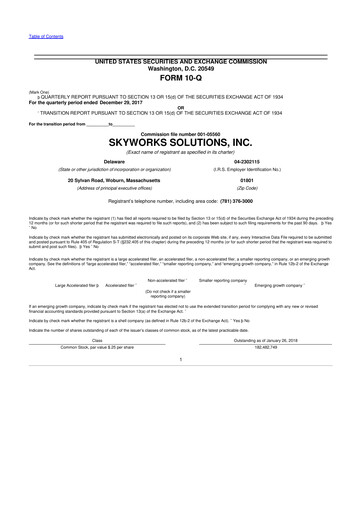 Vorschaubild Skyworks Solutions
 10-Q Quartalsbericht 2018 