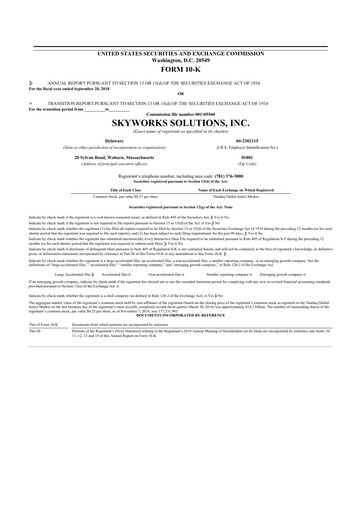 Thumbnail Skyworks Solutions
 10-K Annual Report 2018