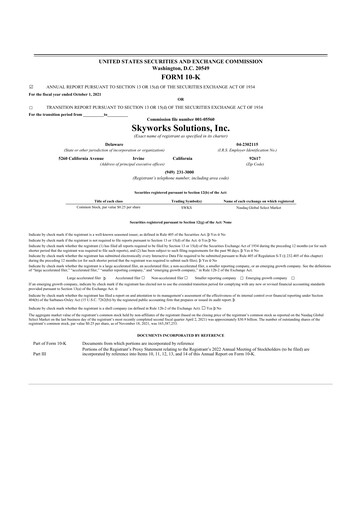 Thumbnail Skyworks Solutions
 10-K Annual Report 2021